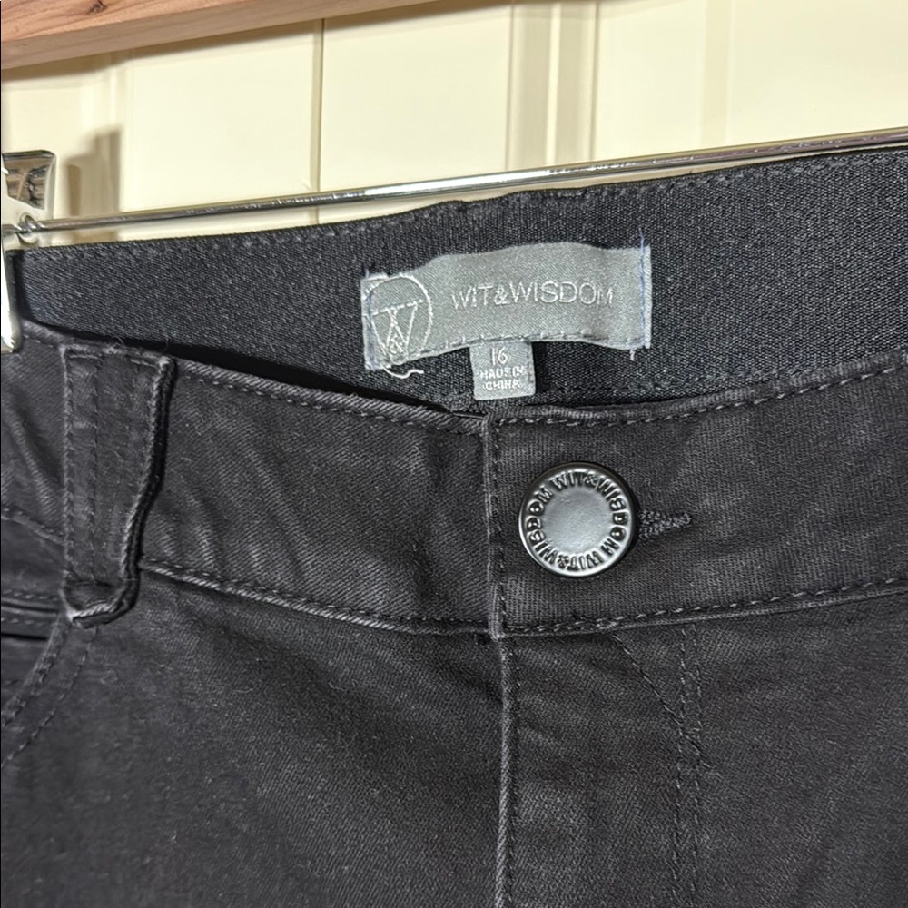Wit & Wisdom Black w/Sparkle Tuxedo Stripe Ankle Cropped Jeans - Picture 2 of 16